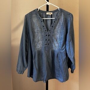 Vintage America 1X jeans blouse